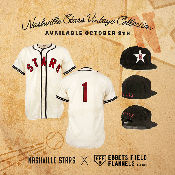 Press Release, October 12 2020: Music City Baseball and Ebbets Field  Flannels Launch Throwback Jerseys and Ballcaps to Honor Negro Leagues